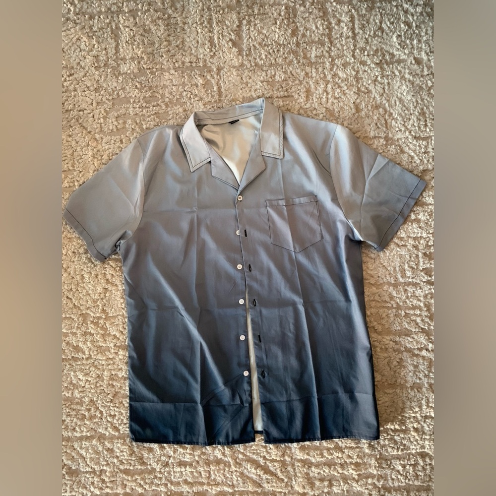 SHEIN ombré blue men’s button down L dress shirt